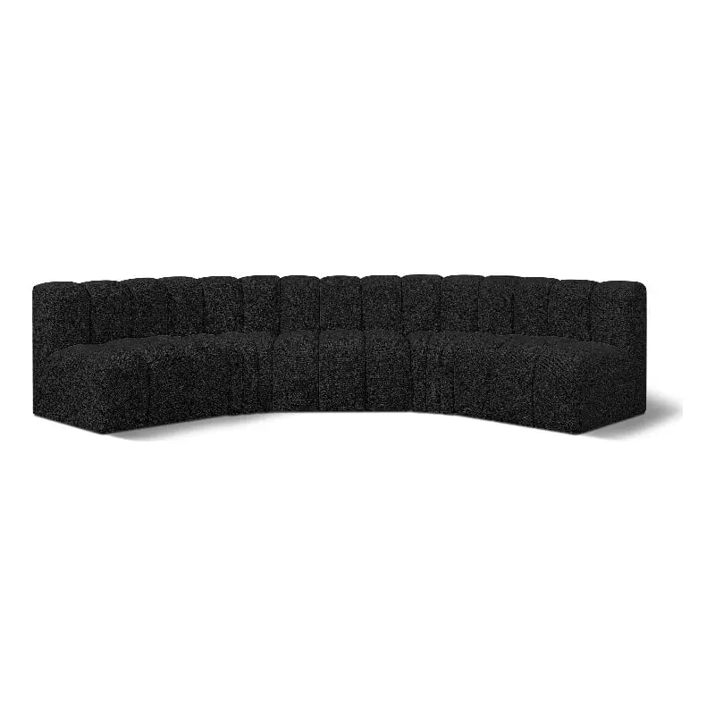 Meridian Furniture Arc Black Boucle Fabric Modular Sofa Contemporary Style