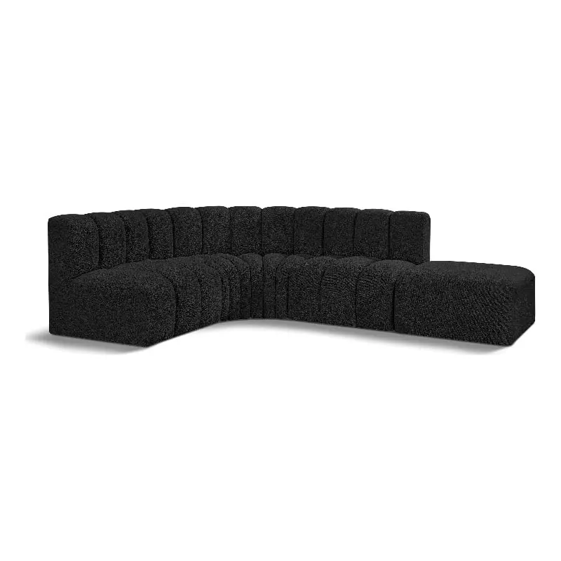 Meridian Furniture Arc Black Boucle Fabric Modular Sofa - Elegant Sectional Sofa