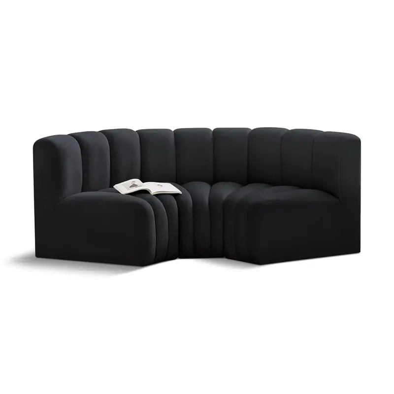 Meridian Furniture Arc Black Velvet Modular Sofa Living Room