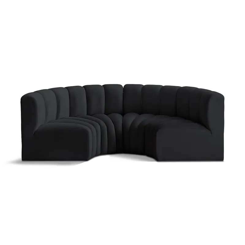 Meridian Furniture Arc Black Velvet Modular Sofa Modern Living Room Couch
