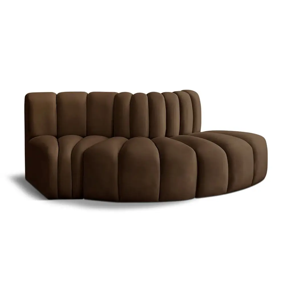 Meridian Furniture Arc Brown Velvet Modular Sofa Living Room
