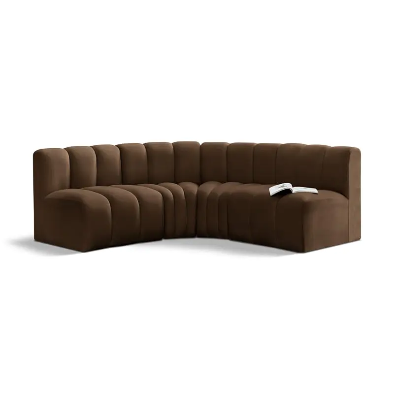 Meridian Furniture Arc Brown Velvet Modular Sofa Contemporary Living Room Couch
