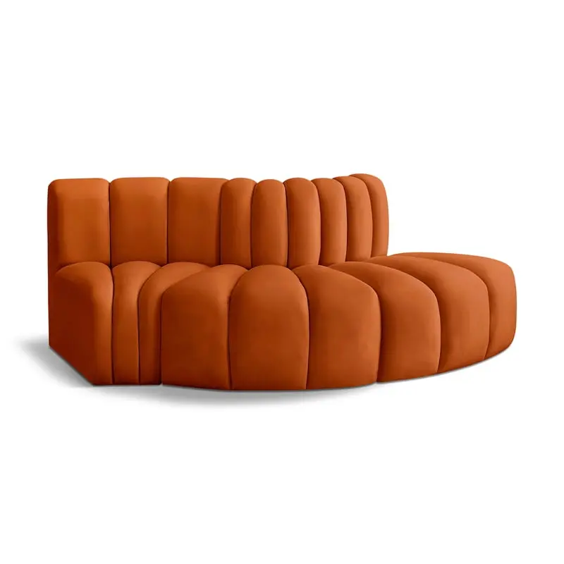 Meridian Furniture Arc Cognac Velvet Modular Sofa Living Room