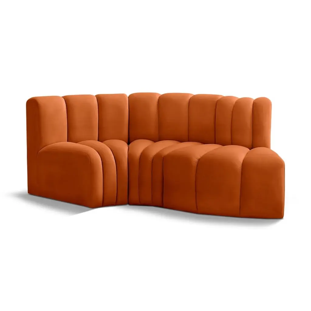 Meridian Furniture Arc Cognac Velvet Modular Sofa Living Room