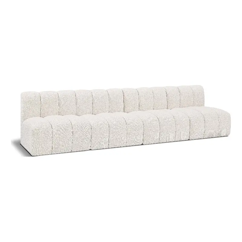 Meridian Furniture Arc Cream Boucle Fabric Modular Sofa Luxurious Living Room