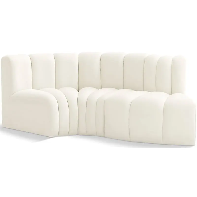 Meridian Furniture Arc Cream Velvet Modular Sofa Living Room