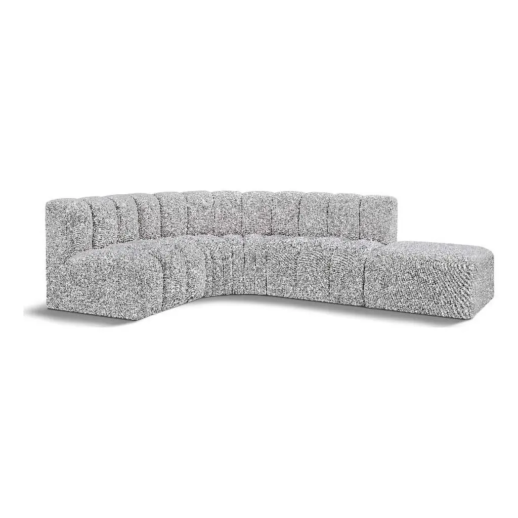 Meridian Furniture Arc Grey Boucle Fabric Modular Sofa - Stylish Sectional Sofa