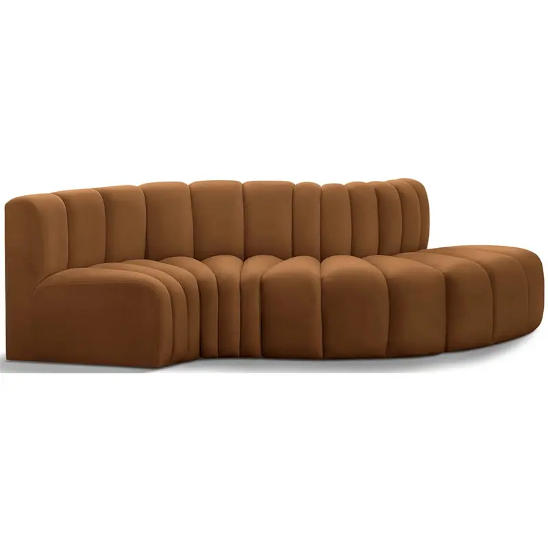 Meridian Furniture Arc Saddle Velvet Modular Sofa Contemporary Living Room Couch