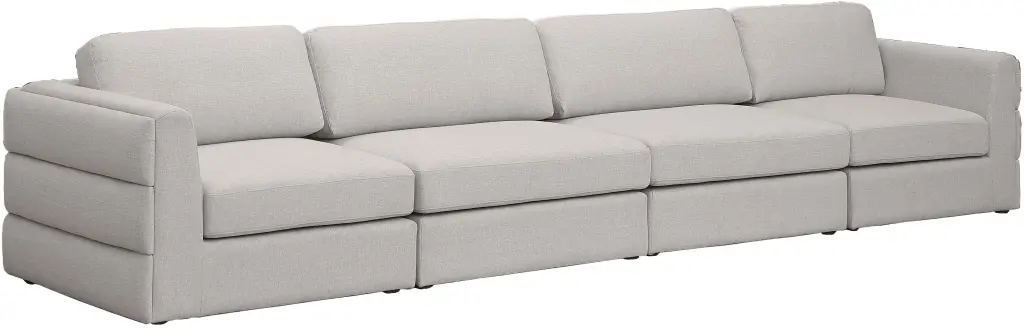Meridian Furniture Beckham Beige Durable Linen Textured Fabric Modular Sofa - Reversible Chaise Sectional
