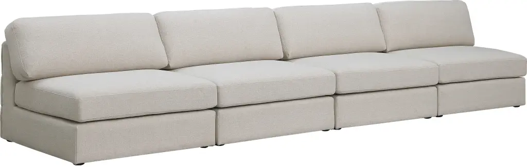 Meridian Furniture Beckham Beige Durable Linen Textured Fabric Modular Sofa - Modern Sectional Sofa