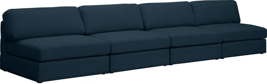 Meridian Furniture Beckham Navy Durable Linen Textured Fabric Modular Sofa - Stylish Sectional Sofa