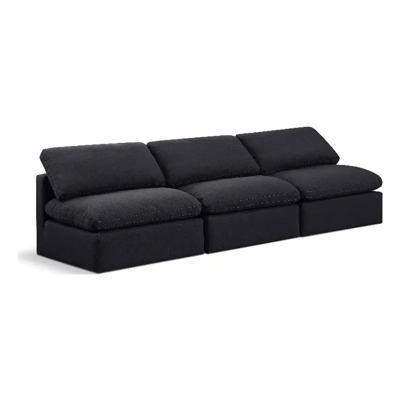 Meridian Furniture Indulge 105 Black Upholstered Linen Fabric Modular Sofa