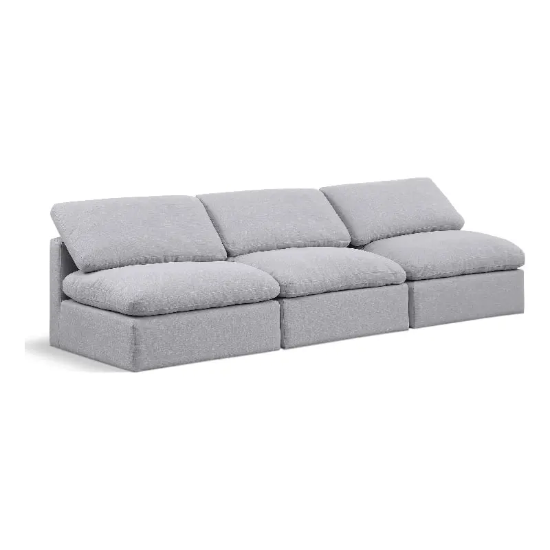 Meridian Furniture Indulge 105 Gray Upholstered Linen Fabric Modular Sofa