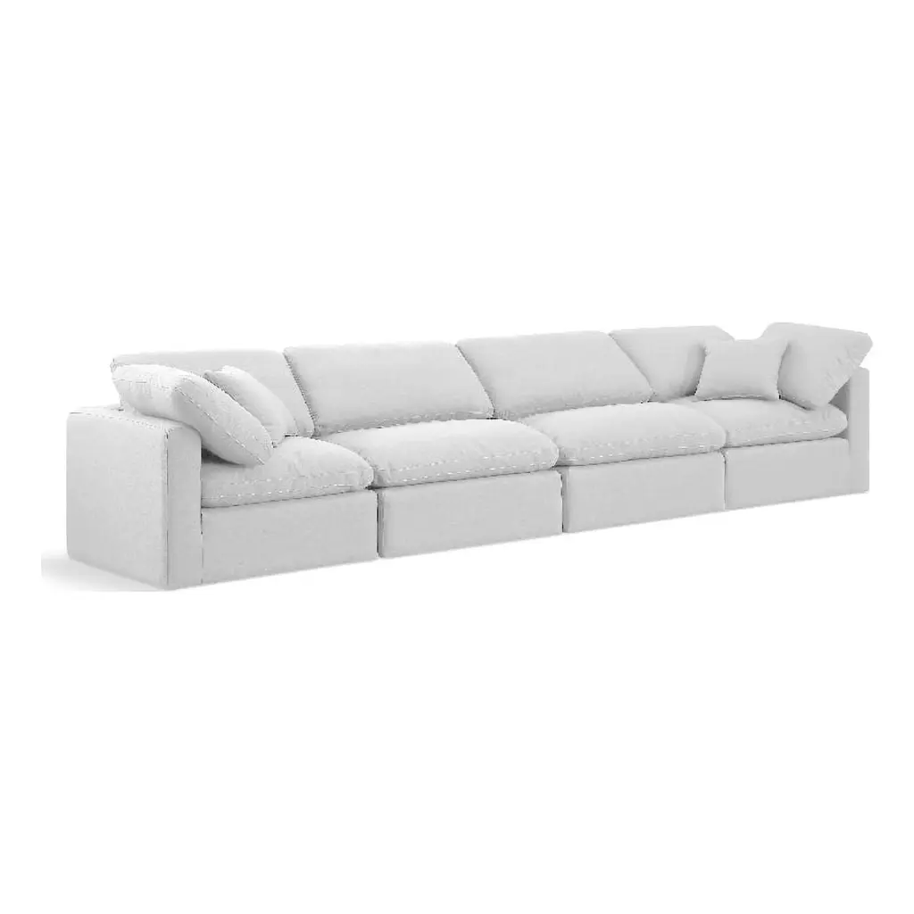 Meridian Furniture Indulge 129 Contemporary Fabric Modular Sofa White