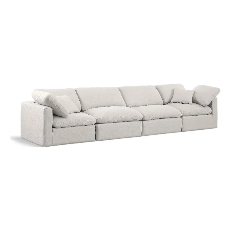 Meridian Furniture Indulge 129 Contemporary Fabric Modular Sofa Cream