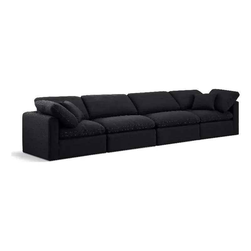 Meridian Furniture Indulge 140 Contemporary Linen Fabric Modular Sofa Black