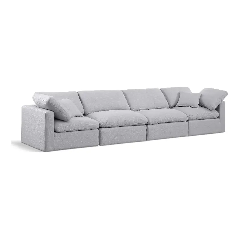 Meridian Furniture Indulge 140 Contemporary Linen Fabric Modular Sofa Gray