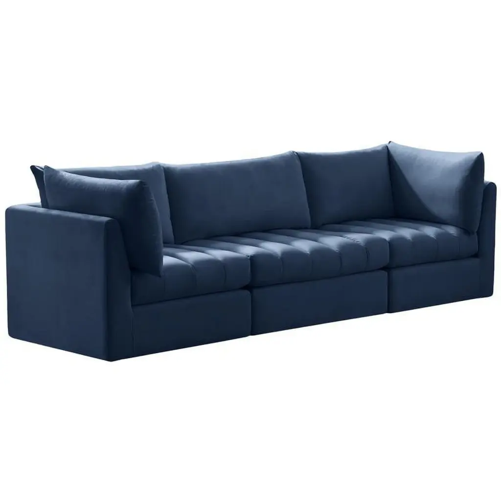 Meridian Furniture Jacob Navy Velvet Modular Sofa Contemporary Design