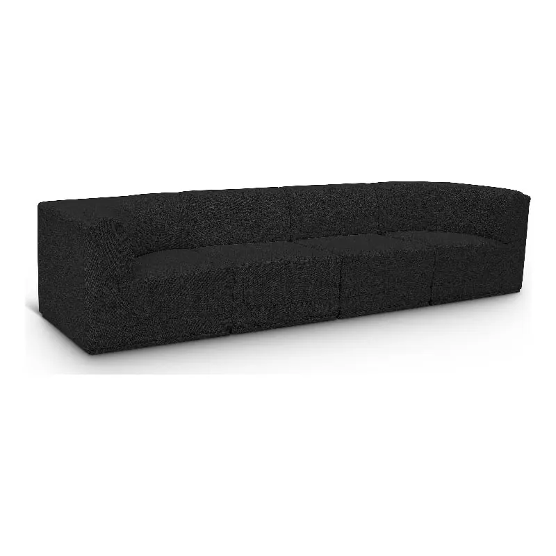 Meridian Furniture Ollie Black Boucle Fabric Modular Sofa - Stylish Sectional Ottoman