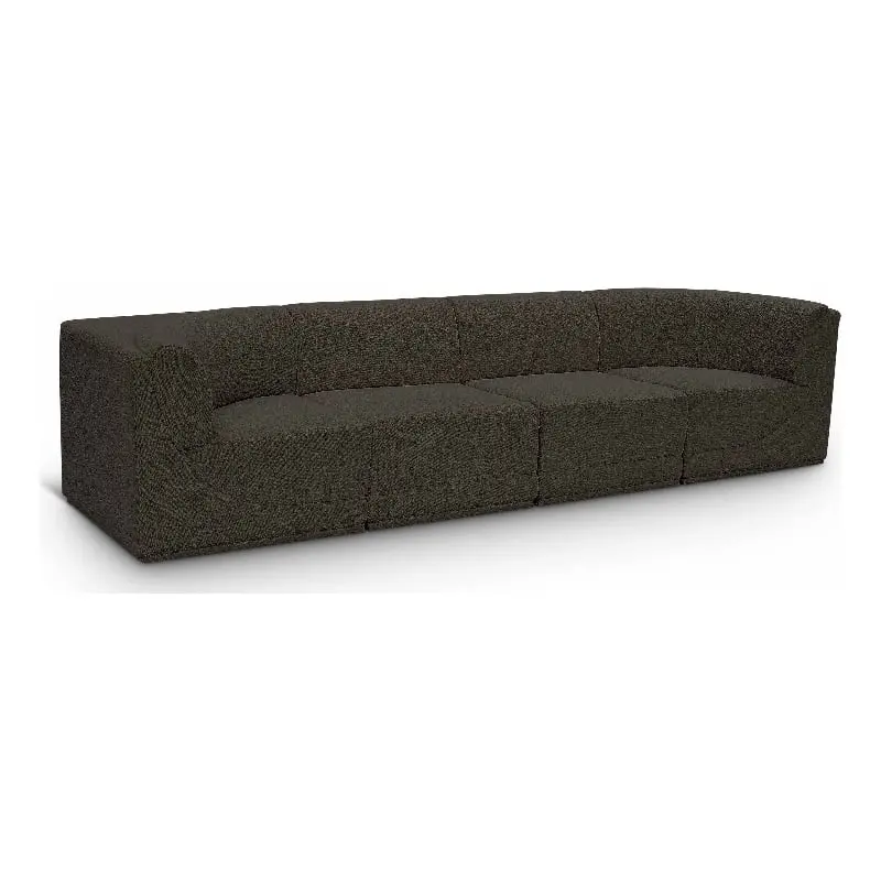 Meridian Furniture Ollie Brown Boucle Fabric Modular Sofa - Modern Living Room Sectional