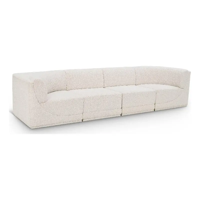 Meridian Furniture Ollie Cream Boucle Fabric Modular Sofa Living Room