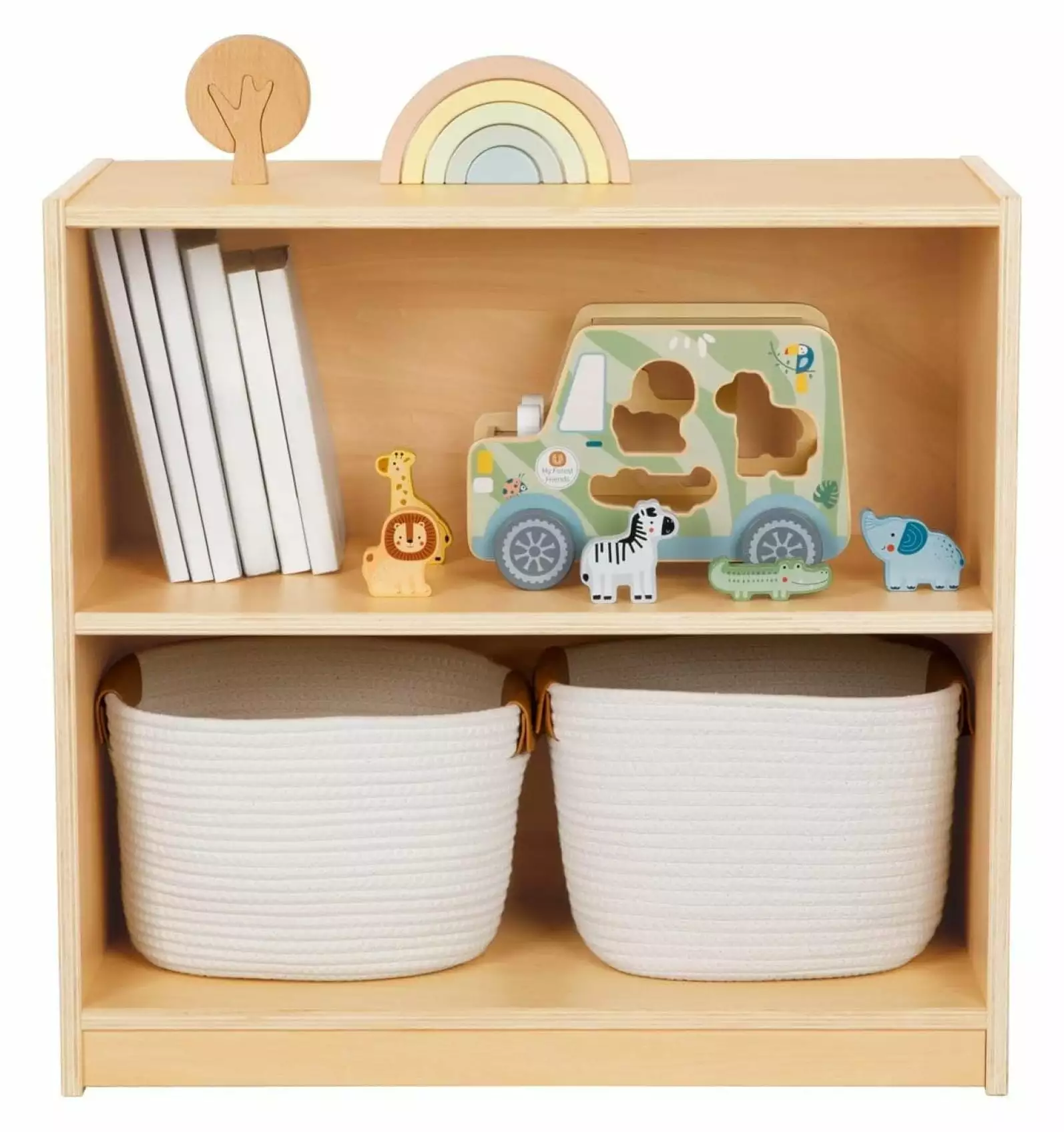 Compact Montessori Shelf and Toy Storage Wooden Bookshelf Toddlers Classroom Kindergarten Playroom MAQING