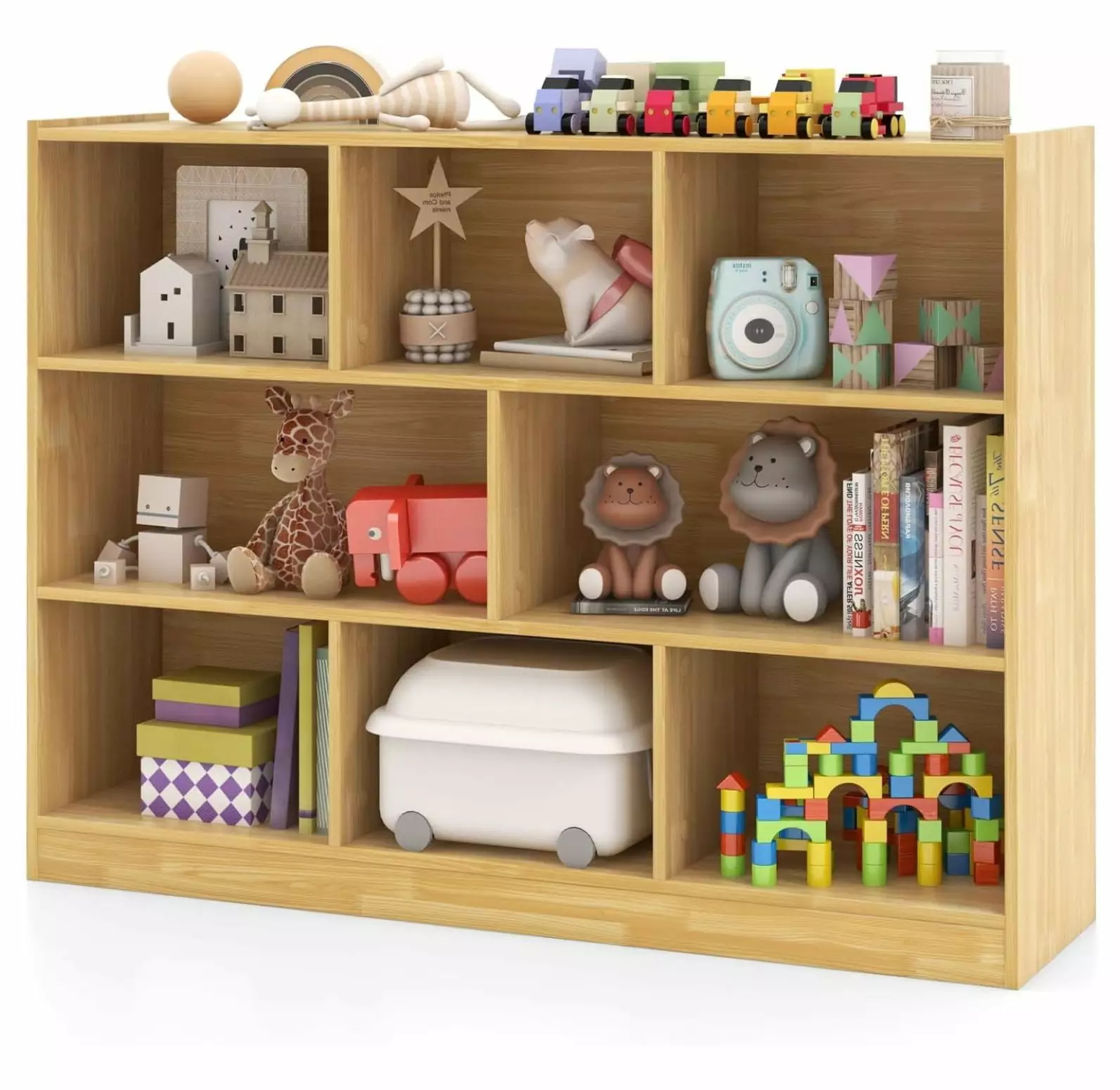 ZHANGHU Kids Montessori Shelf 8-Cube Wooden Toy Storage Organizer 3 Tier Open Kids Bookshelf Classroom Bedroom Playroom Ye...