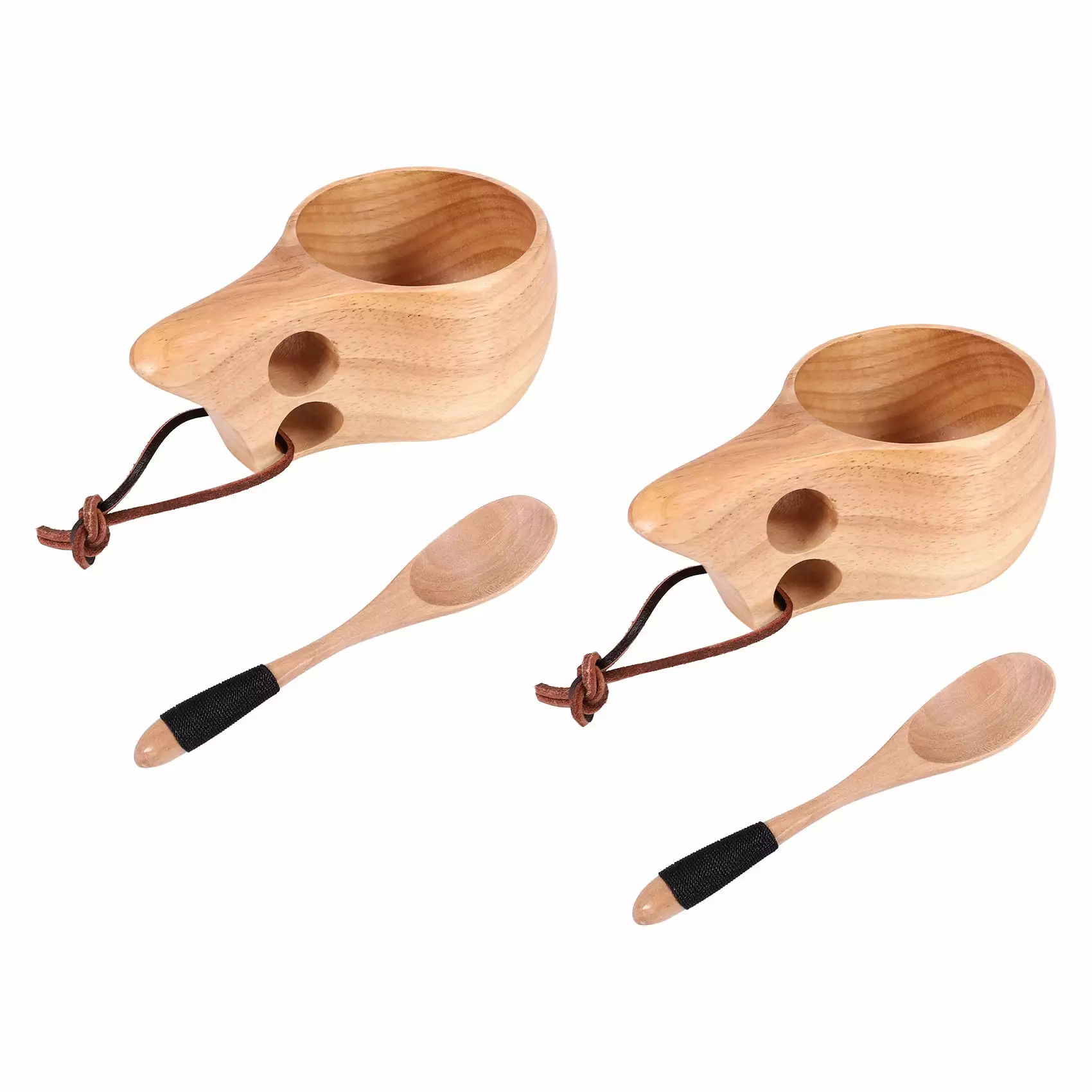 2Pack Nordic Style Wooden Kuksa Cup Portable Outdoor Camping Mug Spoon