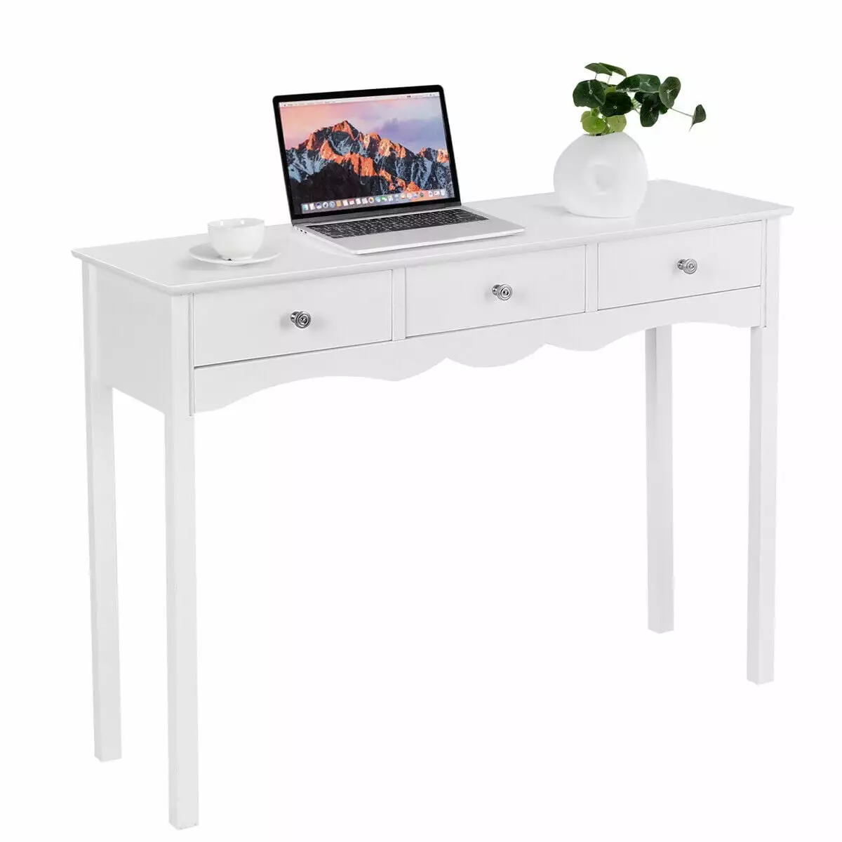 Costway White Console Table Hall Side Table 3 Drawers Accent Table Entryway Console