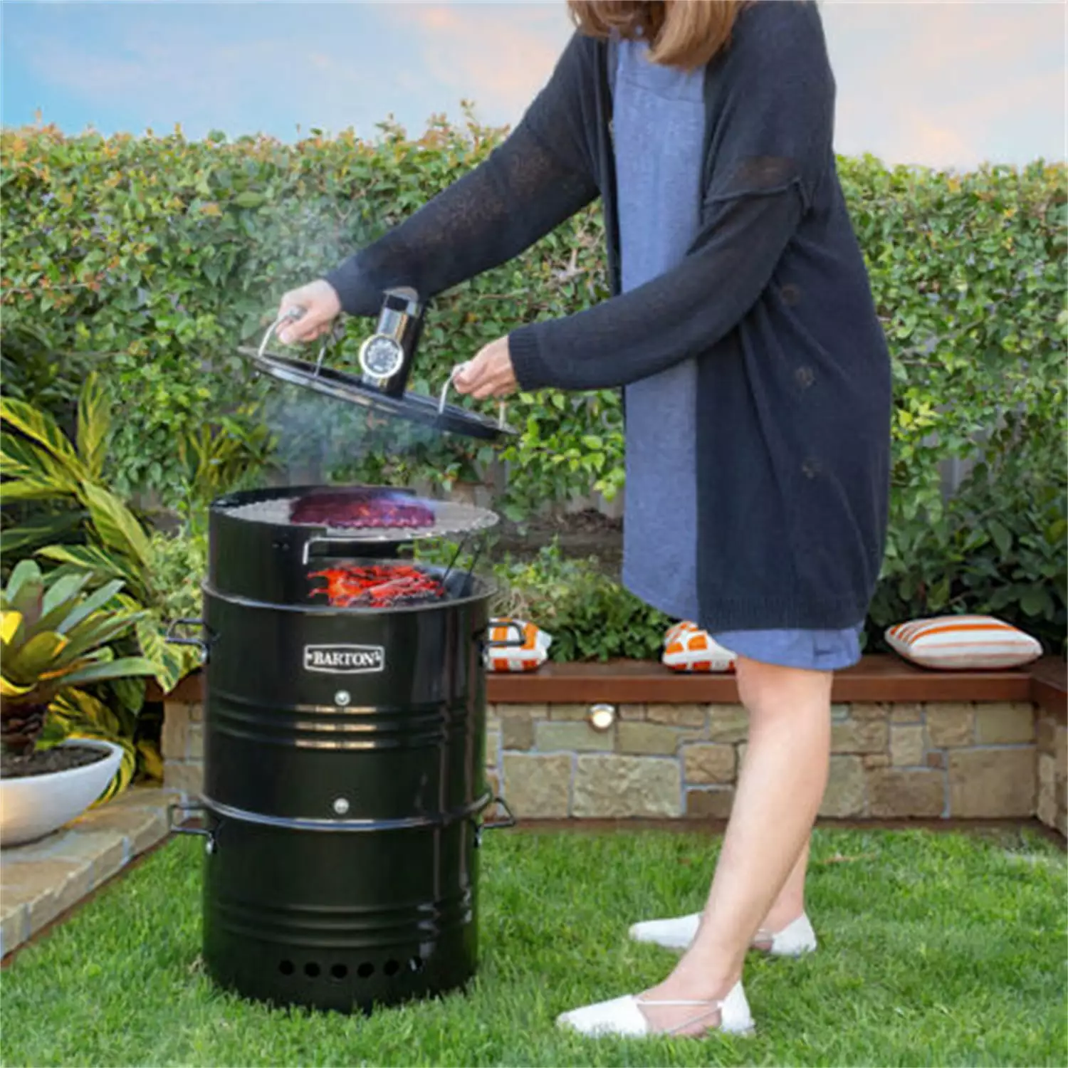 Barton Barrel Smoker BBQ Grill Multi-Function Outdoor Pizza Oven and Charcoal Design