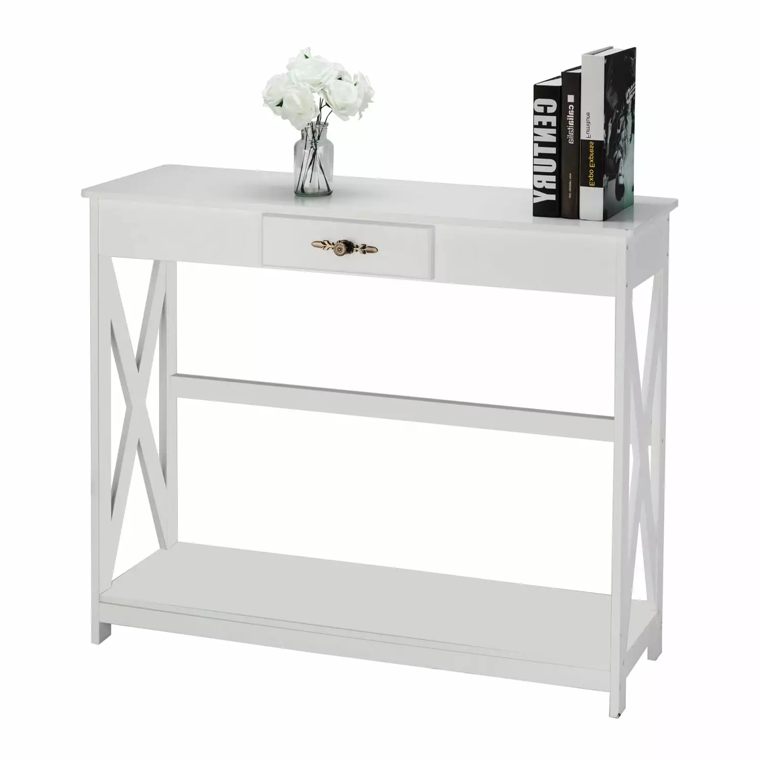 EasingRoom 2 Tier Entryway Console Table Drawer Sofa or Computer Desk Console