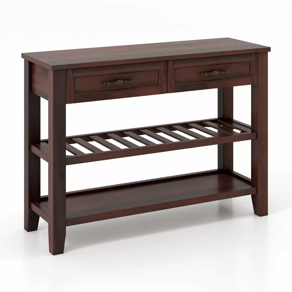 Canddidliike 3-Tier Narrow Console Table 2 Drawers Living Room Entryway Foyer Console