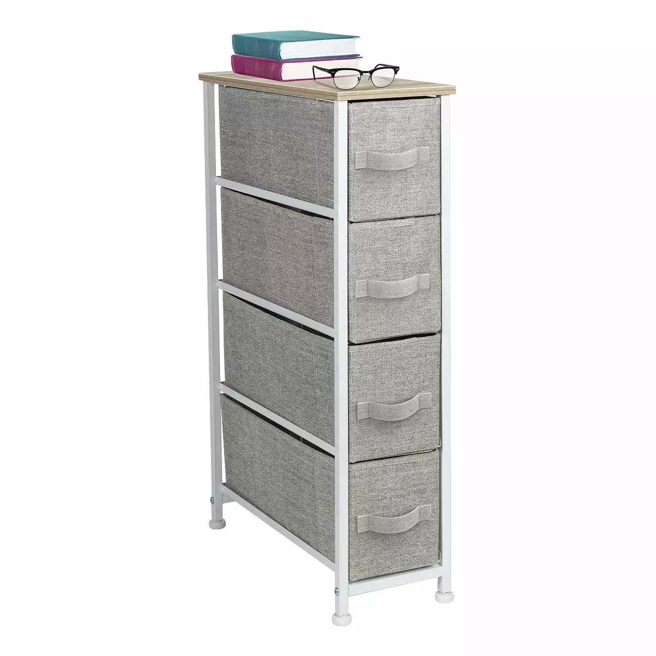4 Drawer Narrow Chest Dresser Bedroom Beige Storage Organizer Sorbus