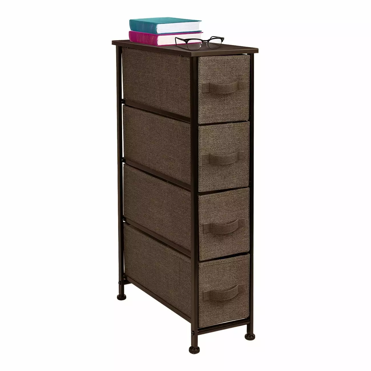 4 Drawer Narrow Chest Dresser Bedroom Brown Storage Organizer Sorbus