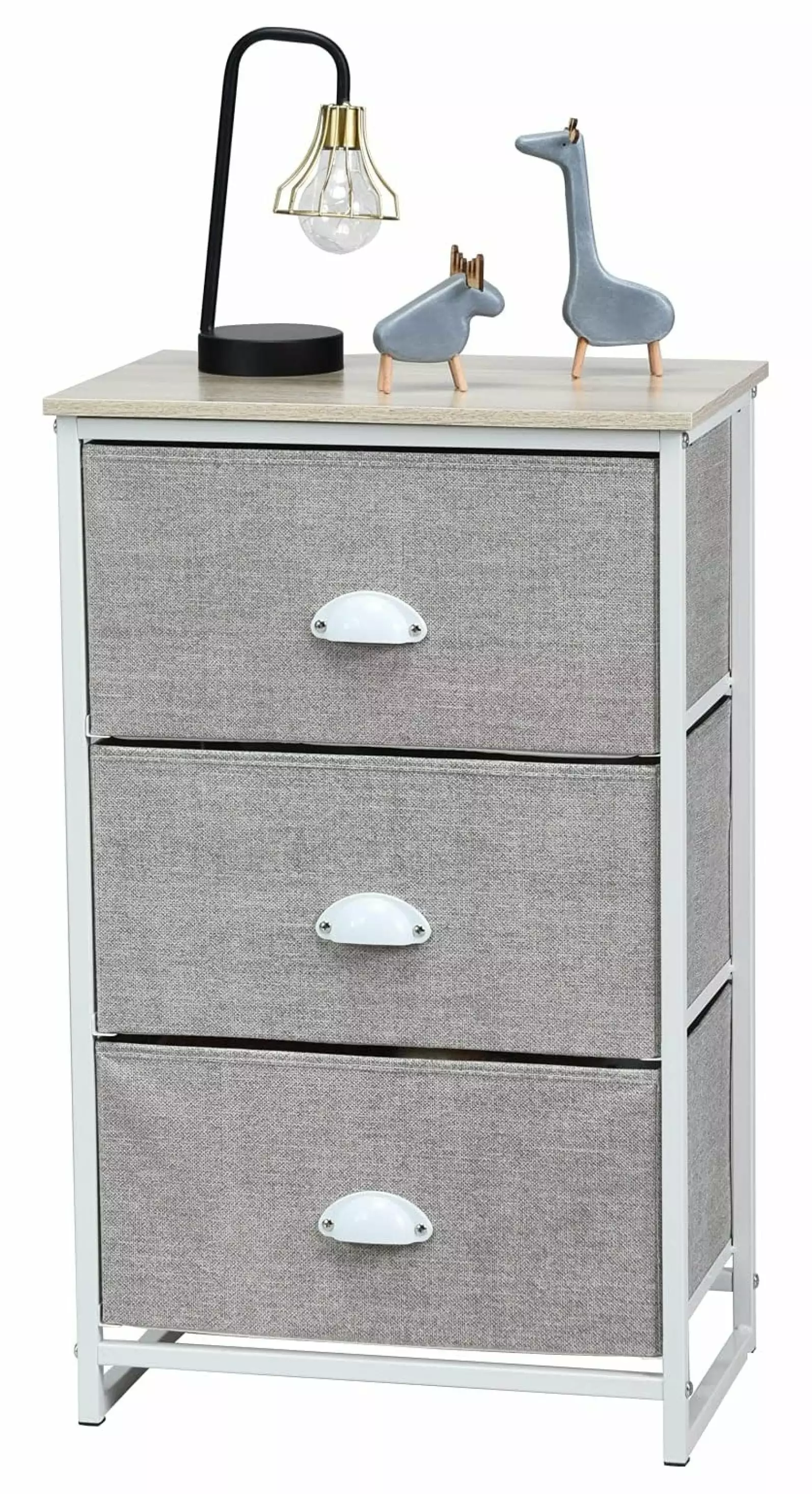 Zengpin 3 Drawer Narrow Nightstand Wood Top Bedroom Living Room