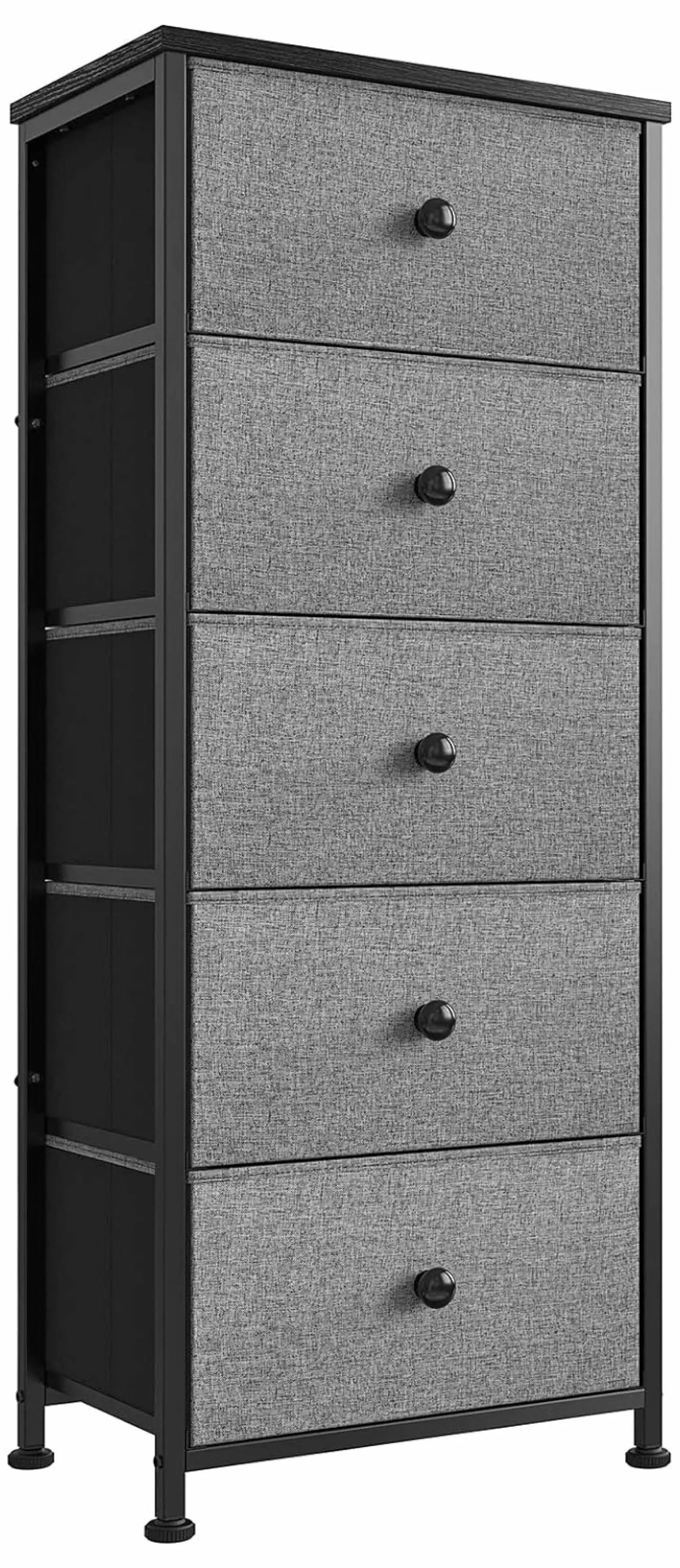 Chengheng 5 Drawer Vertical Steel Frame Storage Arranger Narrow Tower Dresser Light Grey