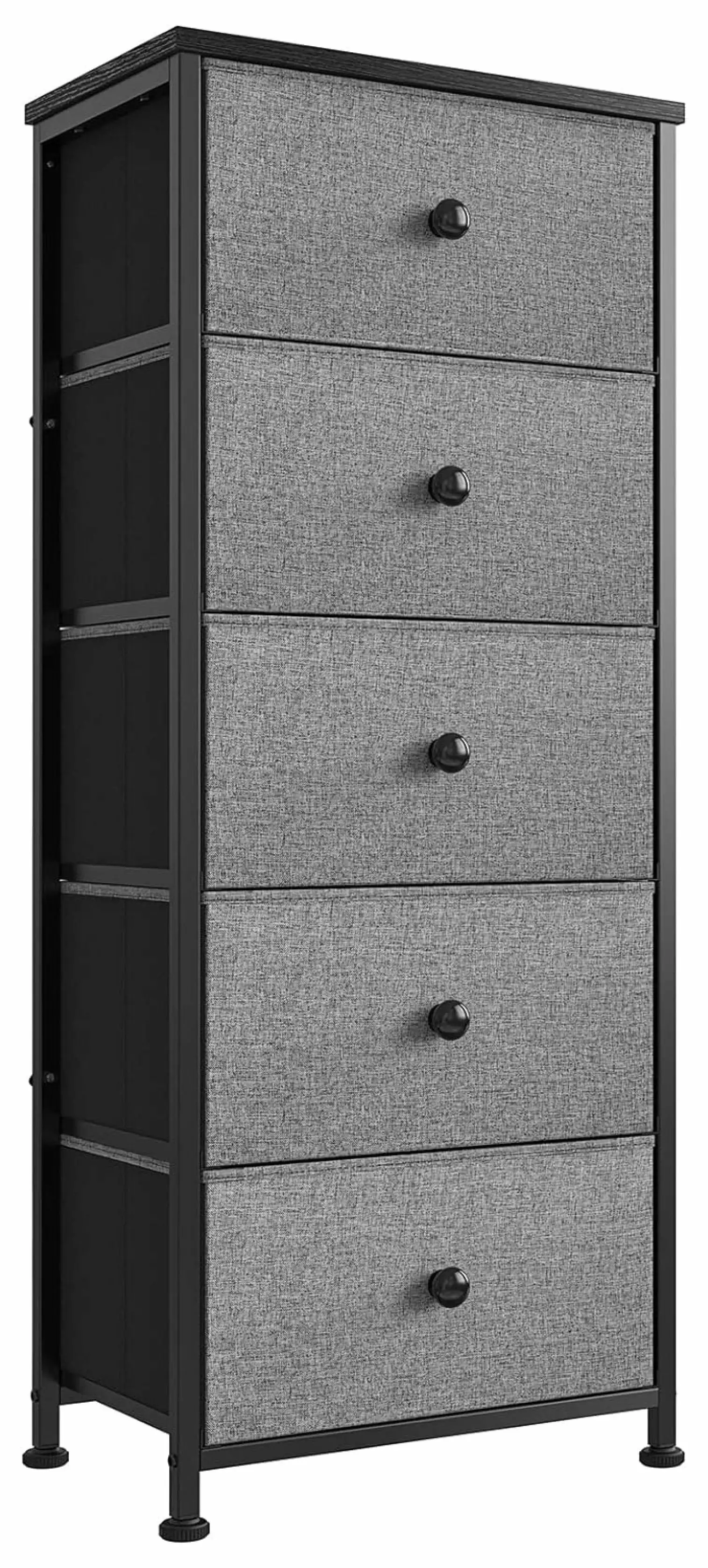 MAQING 5 Drawer Vertical Steel Frame Storage Arranger Narrow Tower Dresser Light Grey