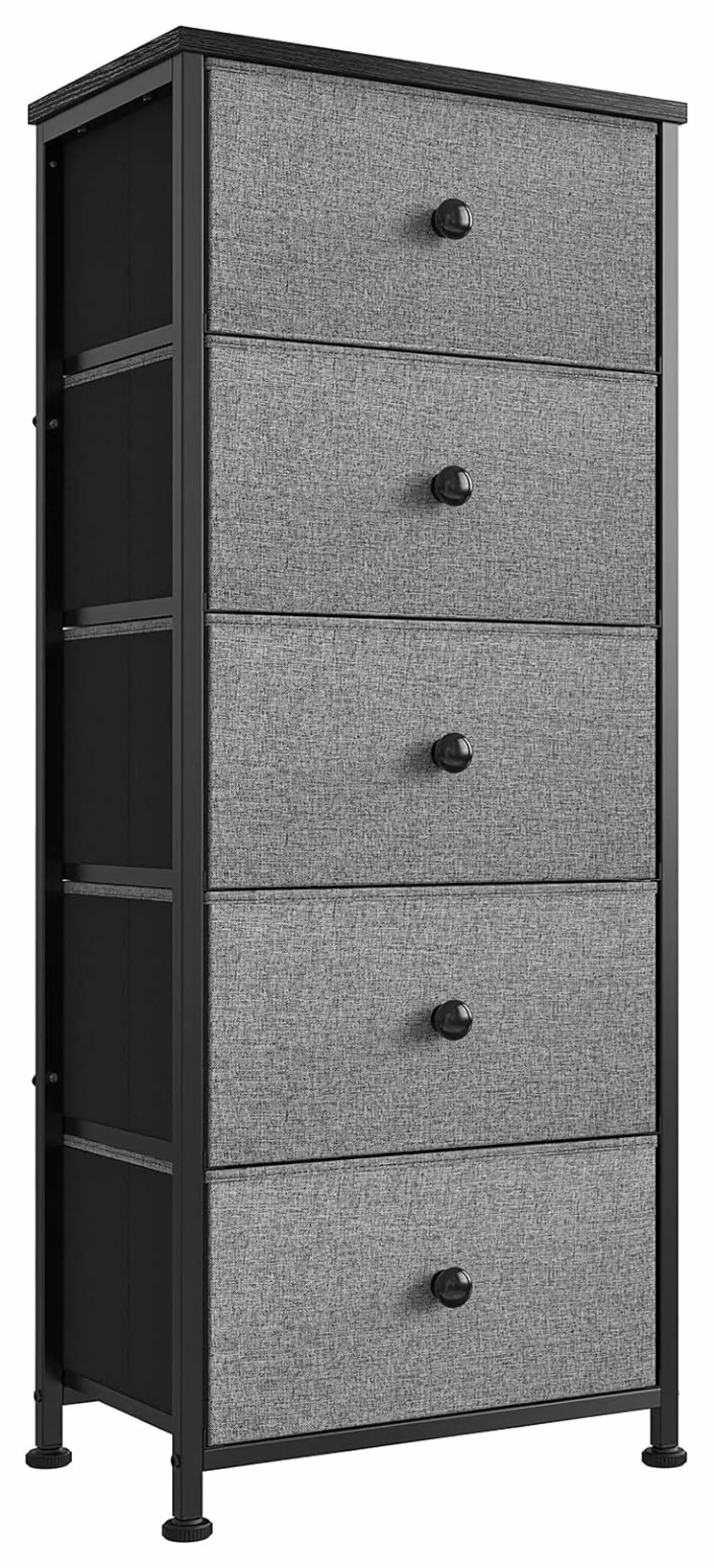 xu wei 5 Drawer Vertical Steel Frame Storage Arranger Narrow Tower Dresser Light Grey