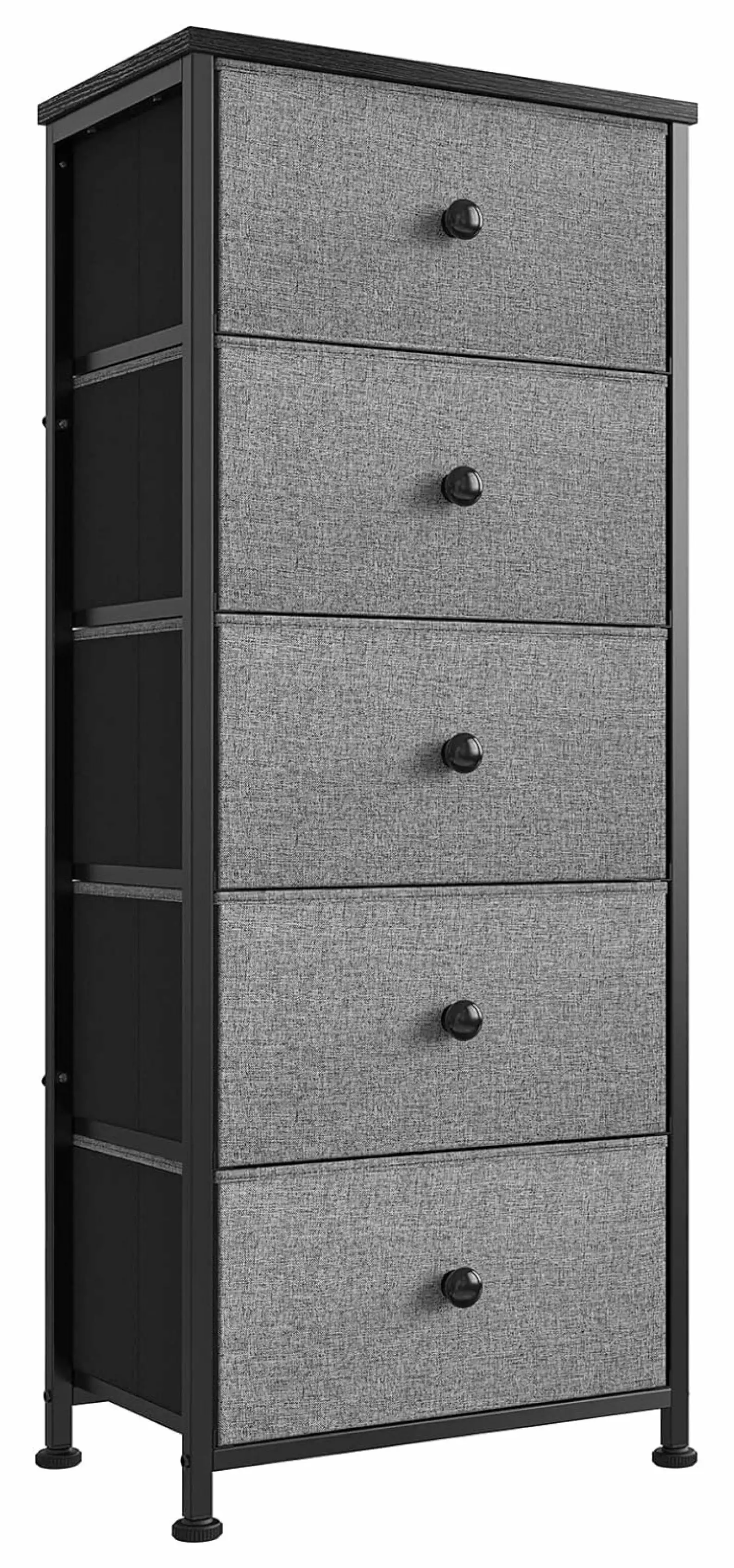 XylehR 5 Drawer Vertical Steel Frame Storage Arranger Narrow Tower Dresser Light Grey