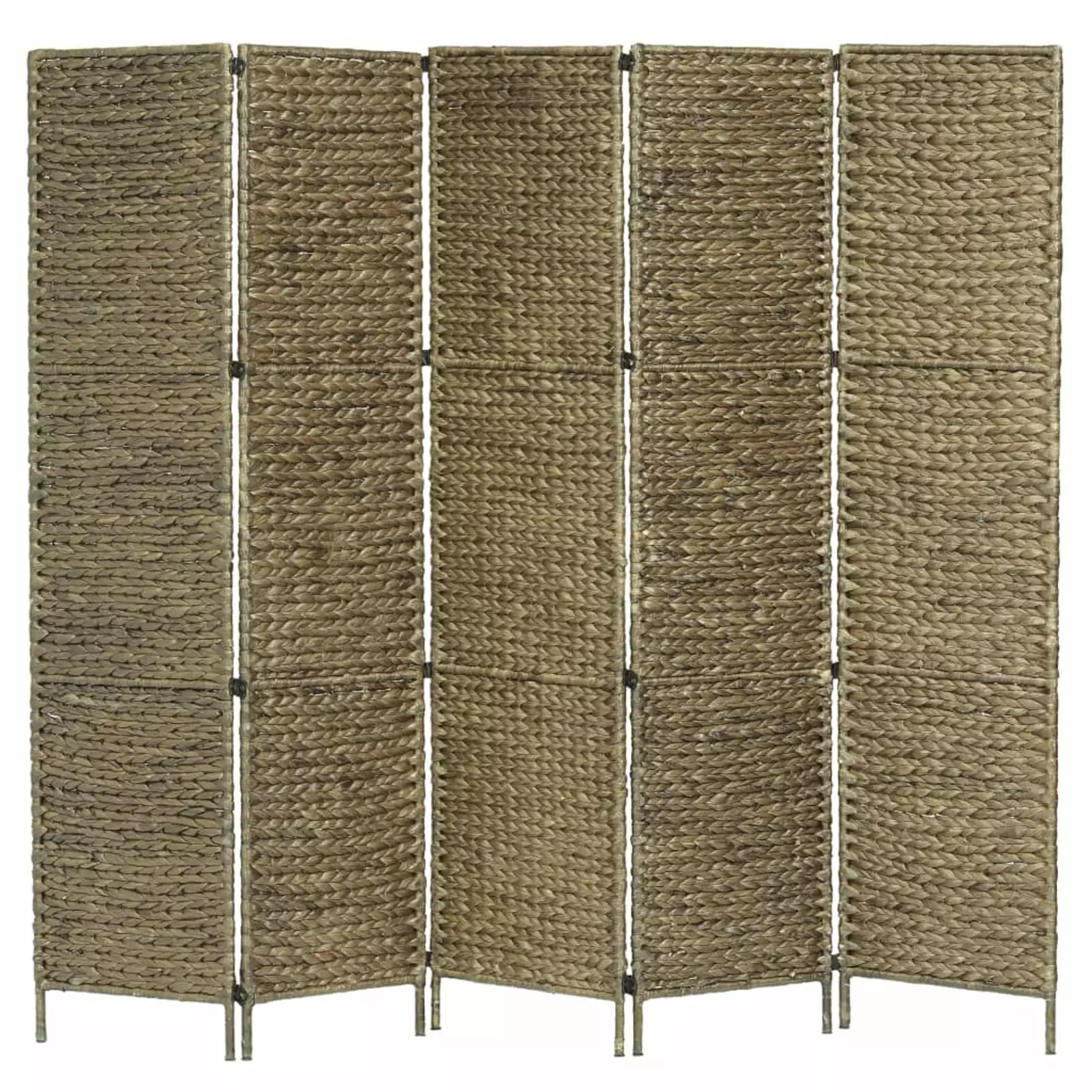Dcenta 5-Panel Water Hyacinth Room Divider Brown 76x63 Inches Natural Screen