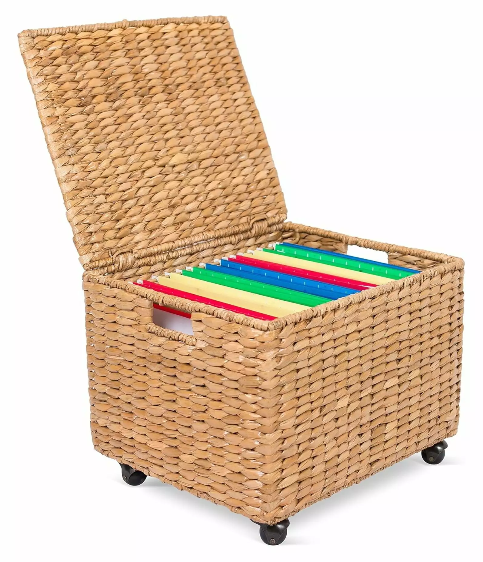 Seagrass Rolling File Cabinet Natural Office Storage Home Decor Woven Storage CHNRED