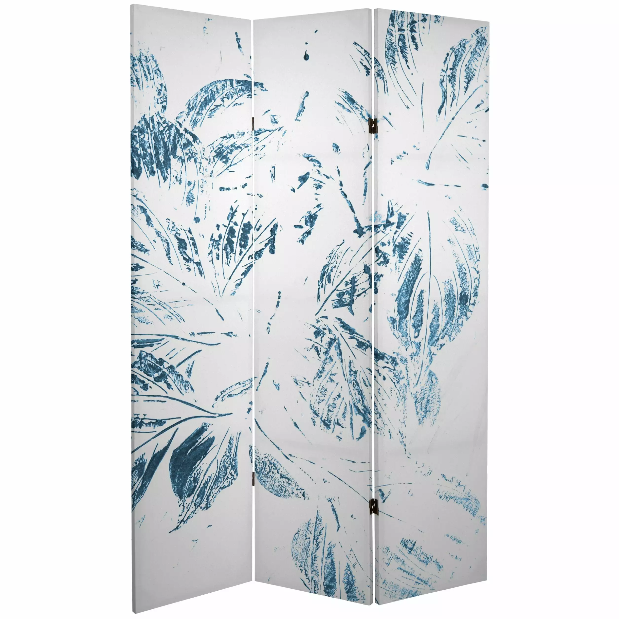 Oriental Furniture 6Ft Tall Pure Leaves Canvas Room Divider 3 Panel Nature Screen