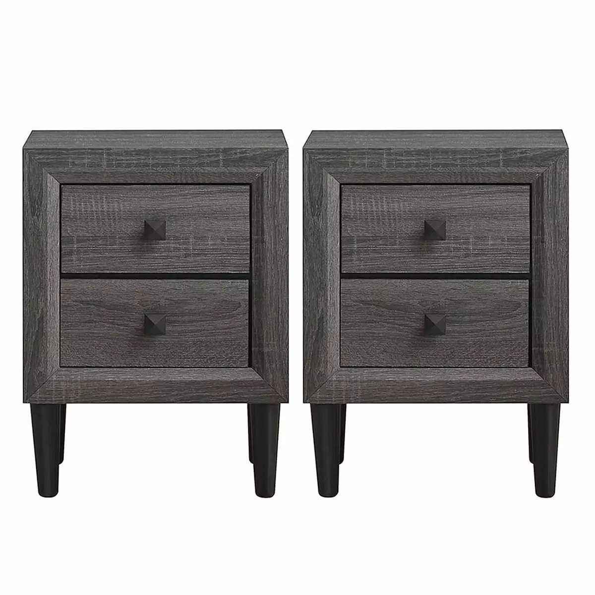 2 Pieces 2 Drawers Nightstand Bedside End Table Storage Display Bedroom Set Topbuy
