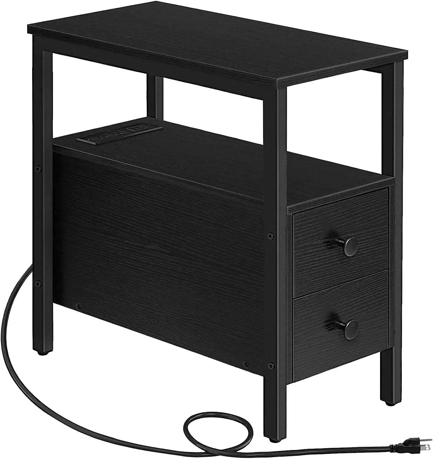 HOOBRO Narrow End Table USB Ports Bedroom Nightstand Drawers BK541BZ01