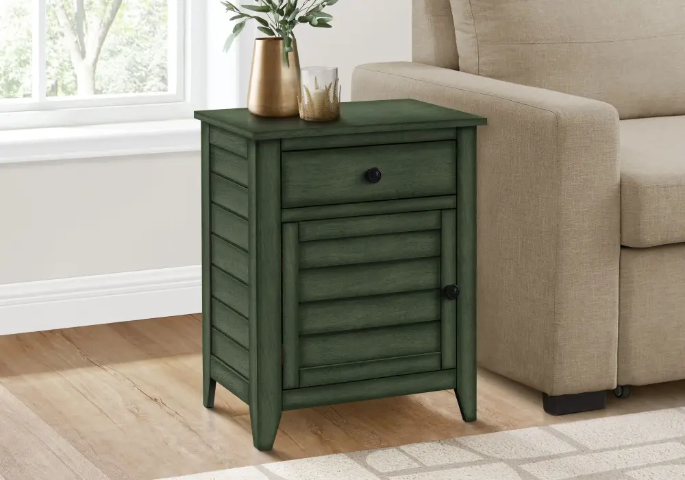 Accent Nightstand, Storage Drawer, Transitional Underbed Lighting