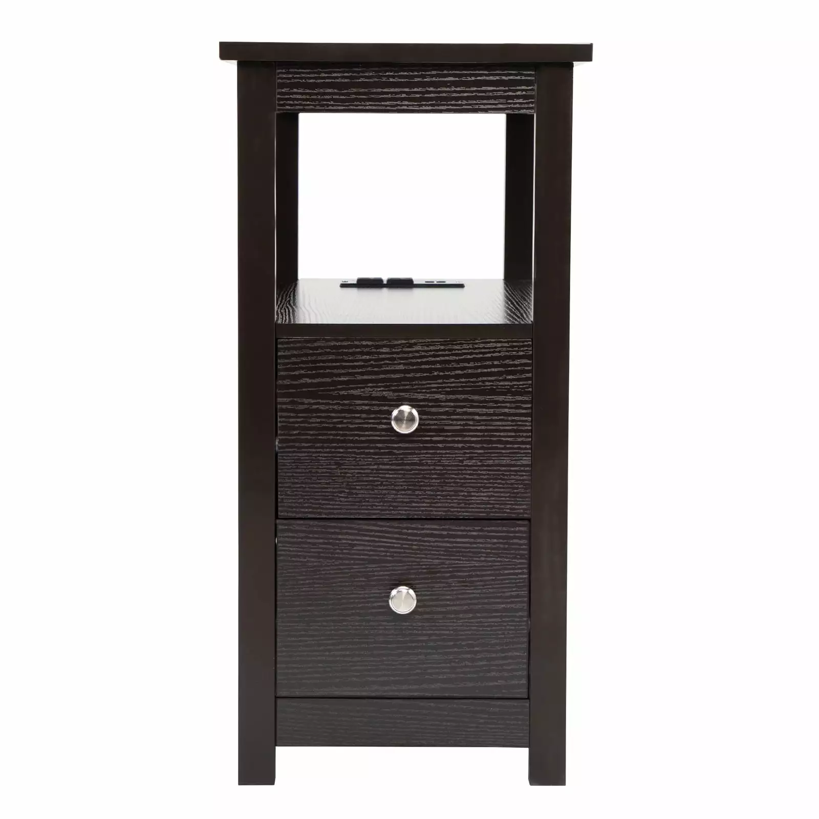 Anself Transitional Nightstand USB Charging Station Wooden End Table