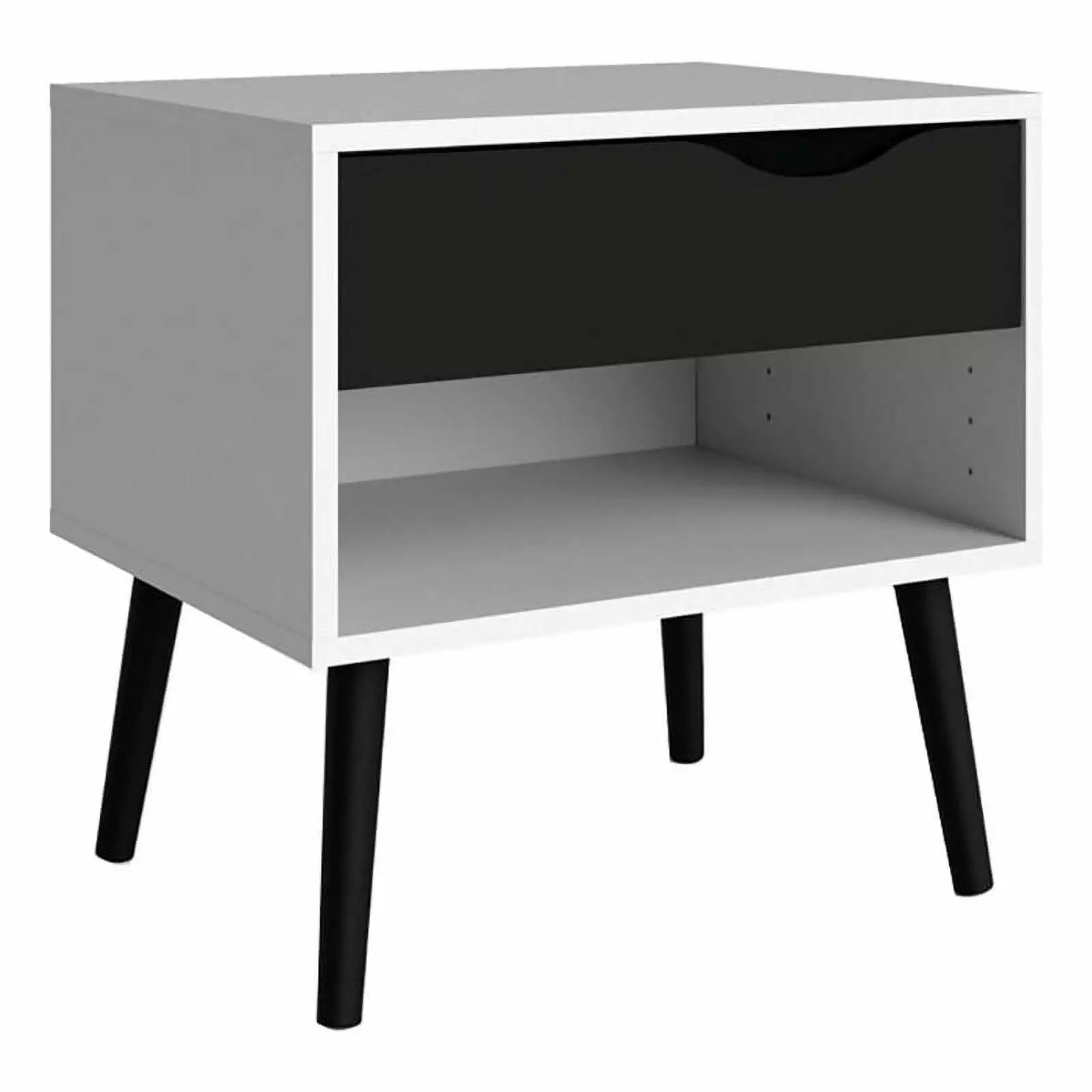 Atlin Designs 1-Drawer Modern Wood Nightstand White Black Matte