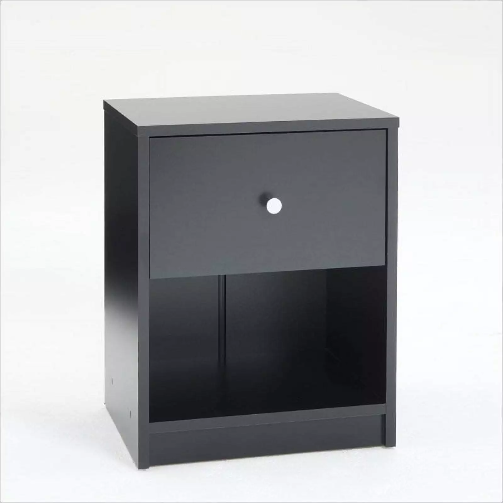 Atlin Designs 1 Drawer Black Nightstand Modern Bedside Table