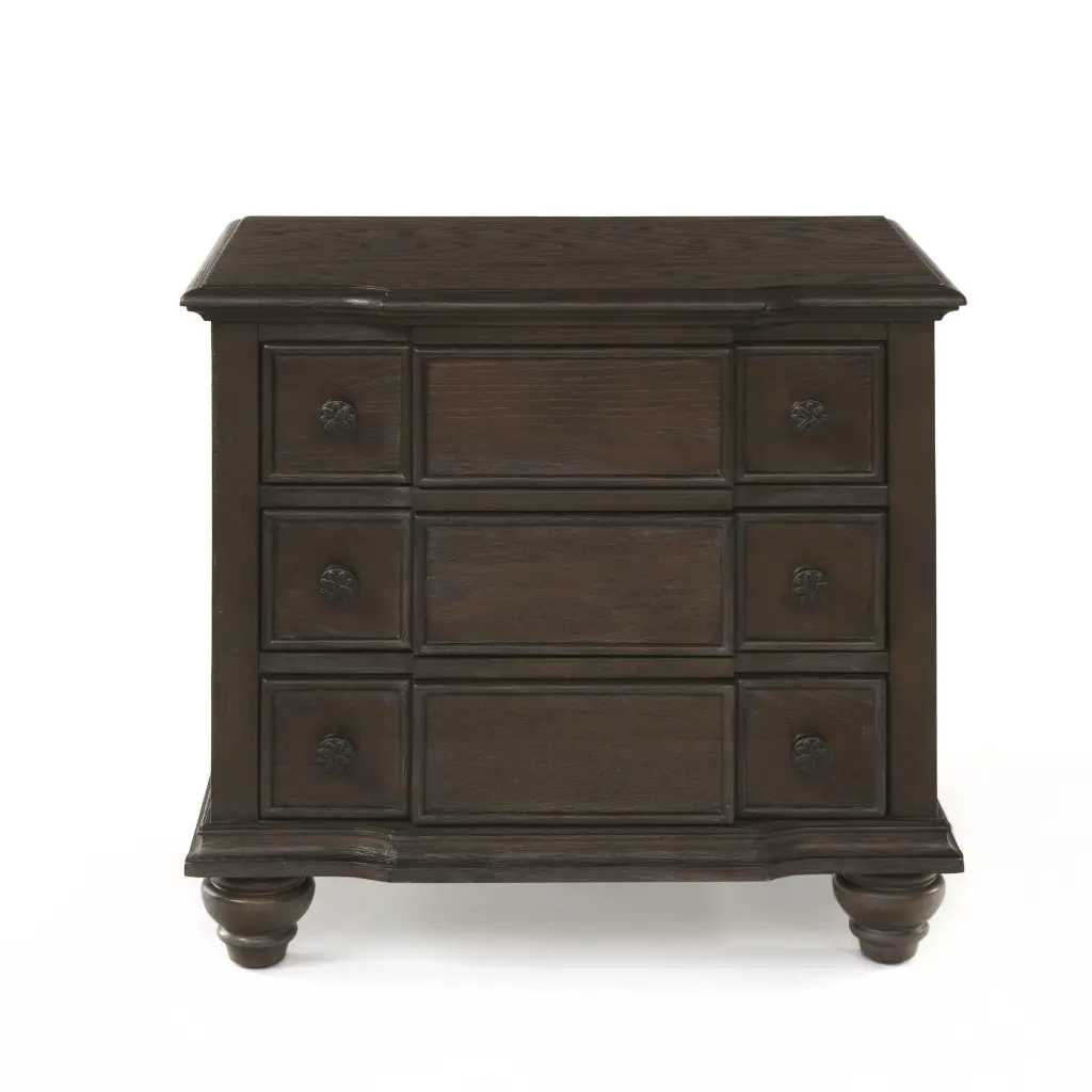 Baudouin Weathered Oak Nightstand - Vintage Bedside Table