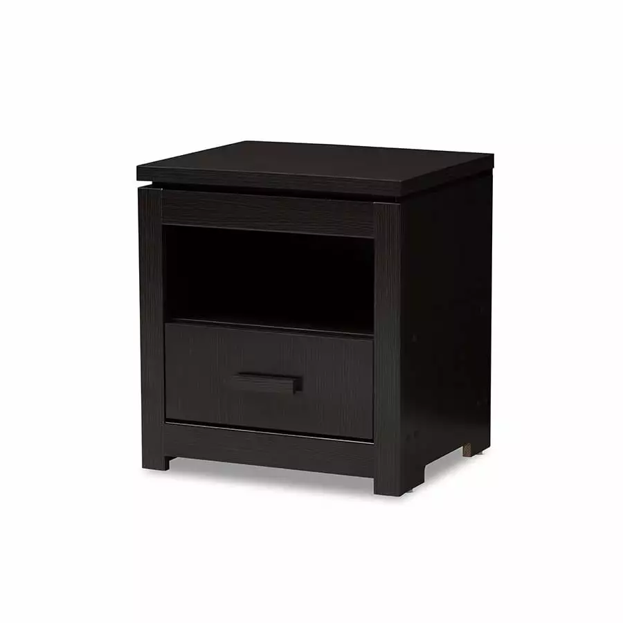 Baxton Studio Bienna Modern and Contemporary Wenge Brown Finished 1-Drawer Nightstand Bedroom